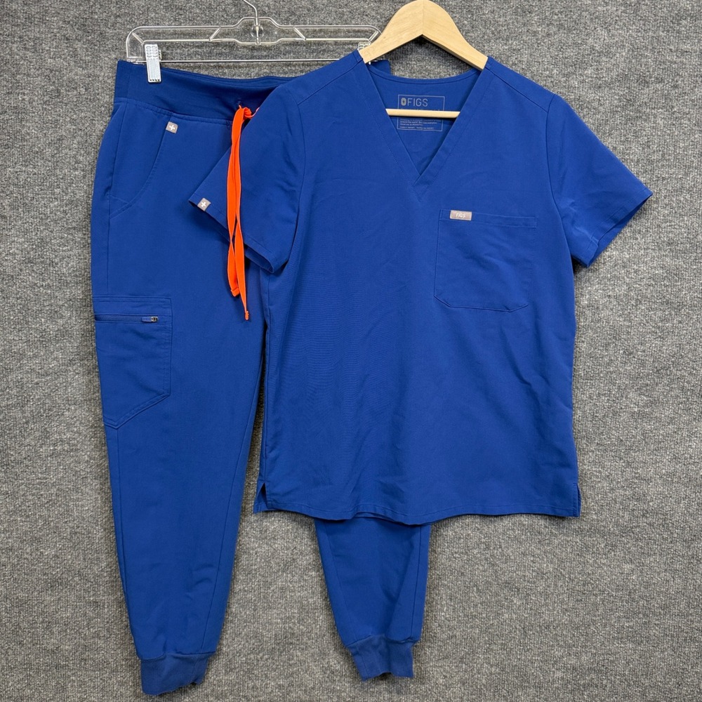 Figs Size Small Scrub Top Jogger Set Winning Blue Technical Collection PO# 3453